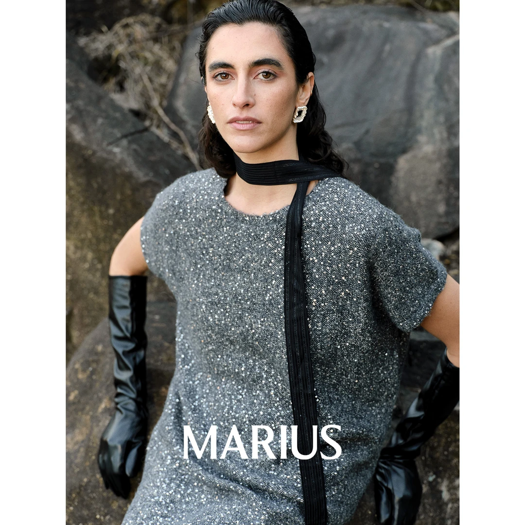 MARIUS治愈系ALPACA毛珠片圆领针织衫/短袖连衣裙