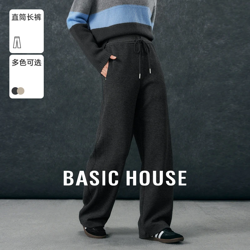 Basic House/百家好简约百搭休闲秋冬宽松直筒长裤-B06245A8702