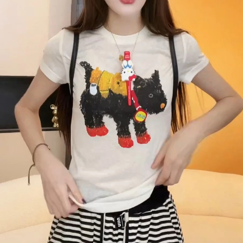 2025韩版修身新款百搭简约显瘦女短袖上衣LK2505287