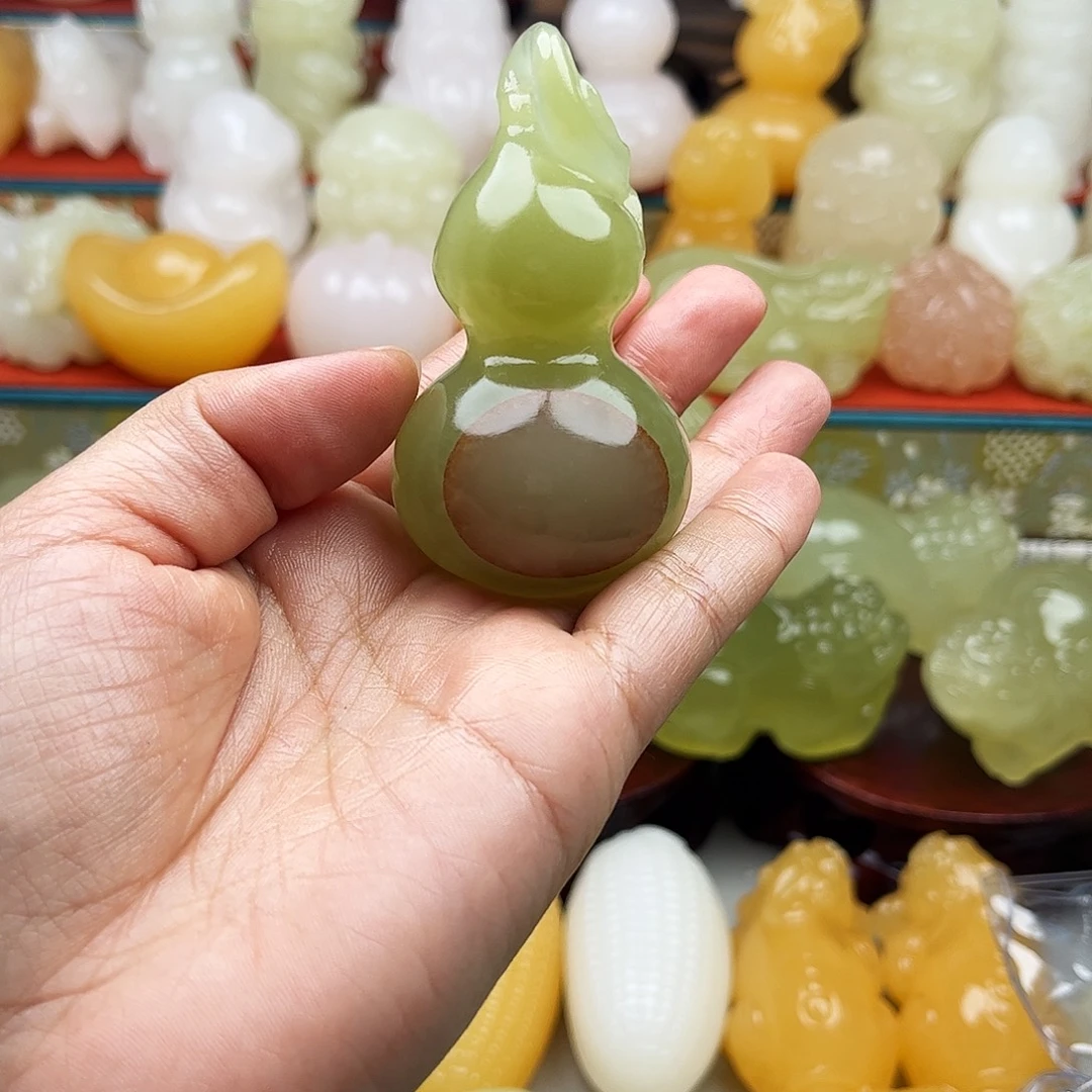 清***主石材葫芦手吧摆件