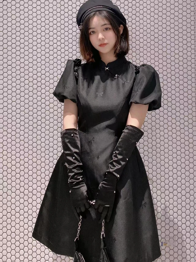 复古钉钻连衣裙（不含配饰）-0357