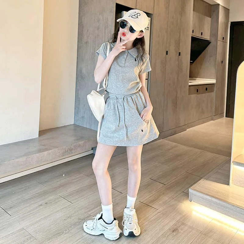 MK&UR.BV女童夏套装裙新款洋气大童韩系穿搭网红短裙两件套显瘦