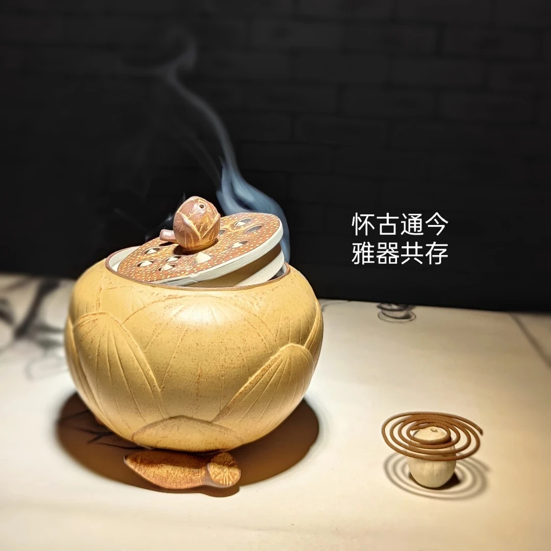 莲子手工香炉  寓意吉祥 釉色丰富 三色可选