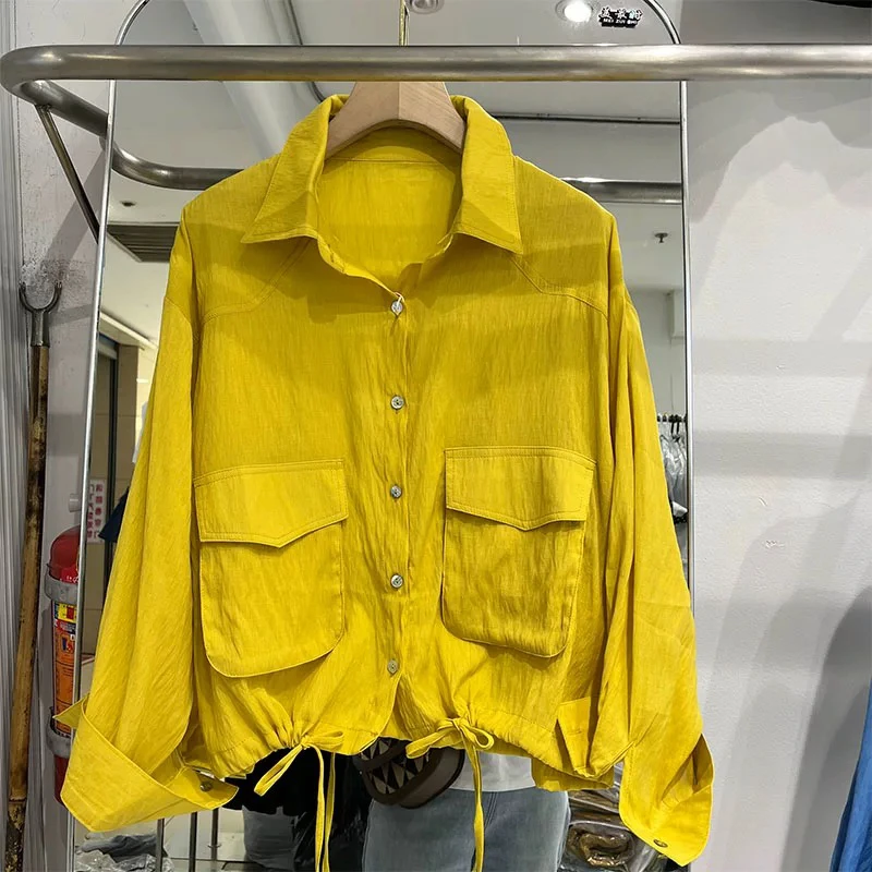 减龄翻领薄款长袖衬衫2025夏季新款宽松百搭休闲显瘦防晒