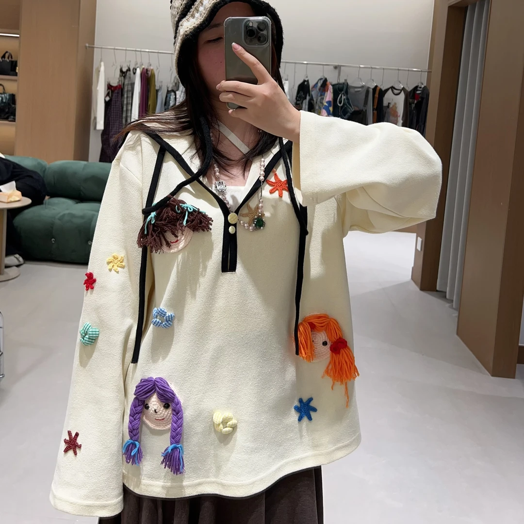CHEER UP UNIFORM25春季新品快乐小女孩海军领长袖时尚T恤