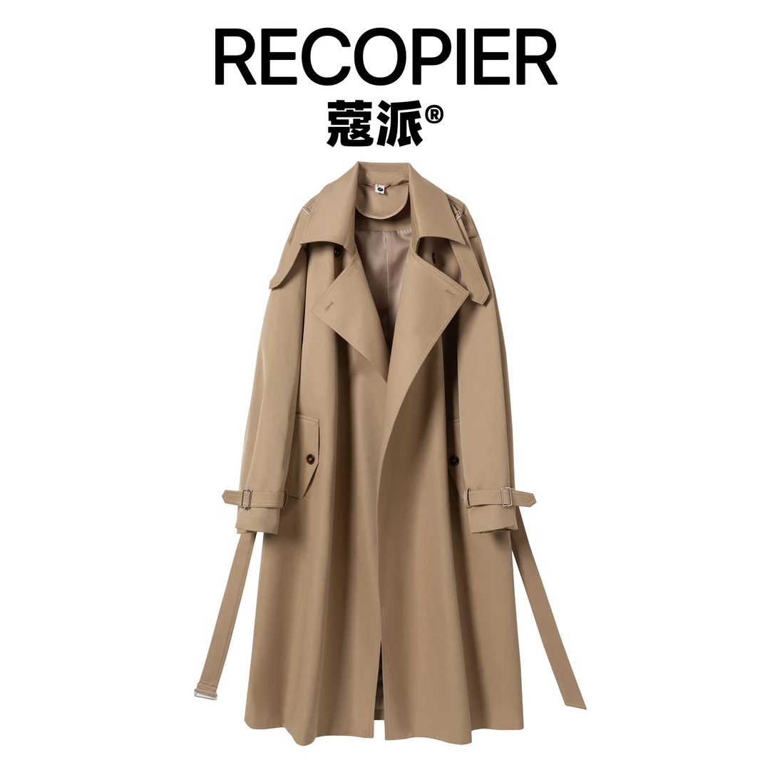 【秀场风衣】摩登复古风宽松廓形系带风衣通勤穿搭女士外套8828