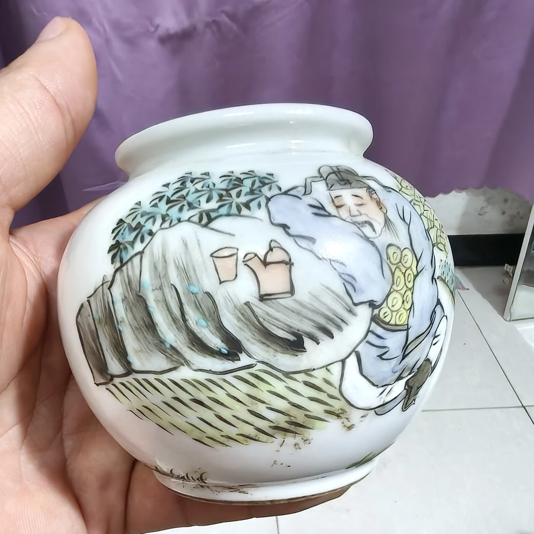 景德镇手绘图案平底鸟食罐鸟笼配件宠物用品