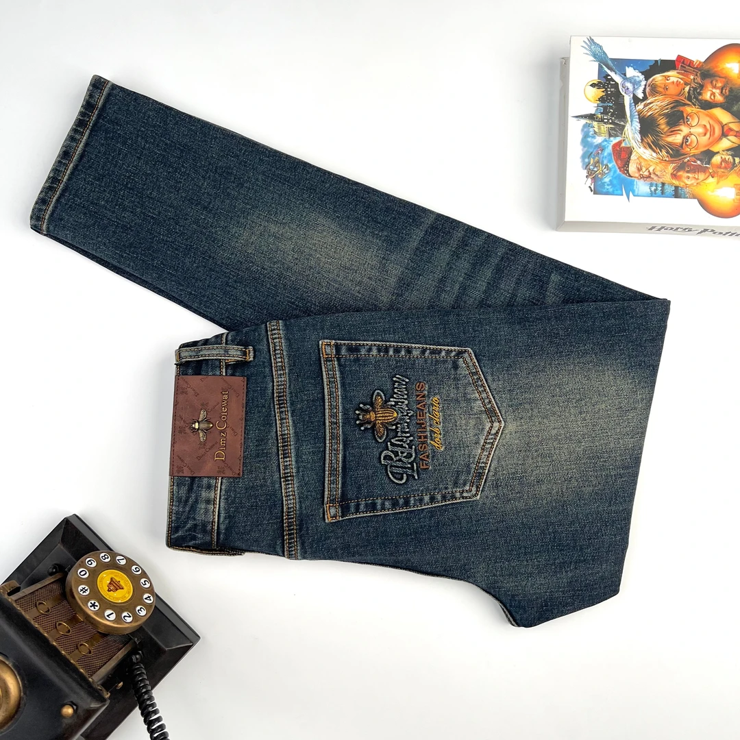 抗皱防褪色冬季新款8055弹力轻奢蓝色男士百搭修身小直筒牛仔裤