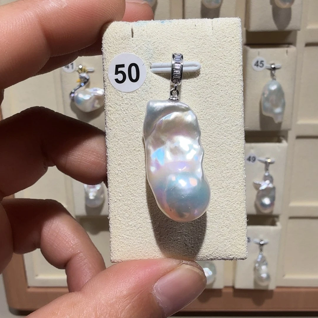 吊坠(不含链)银S925镶嵌淡水珍珠