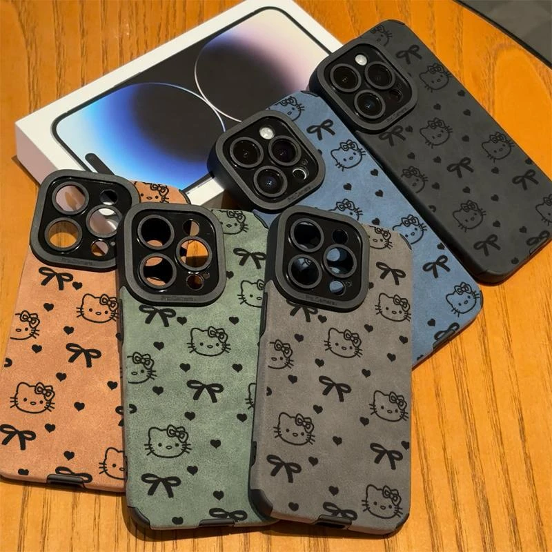 飞虎胜蝴蝶结kitty猫适用苹果16手机壳iPhone15/14磨砂13/12/11套
