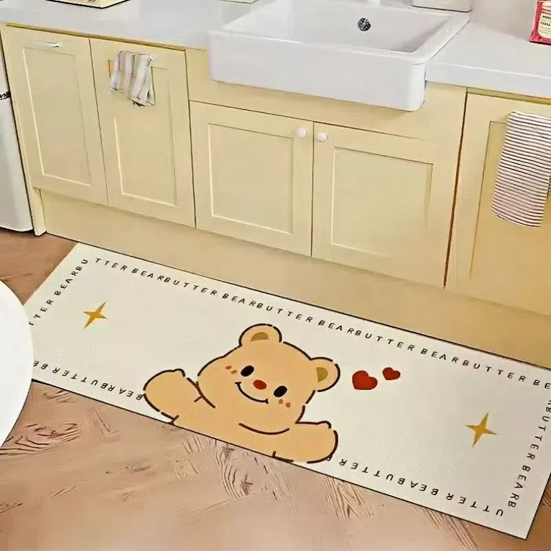 新款黄油小熊厨房浴室吸水防滑硅藻泥地垫40120CM