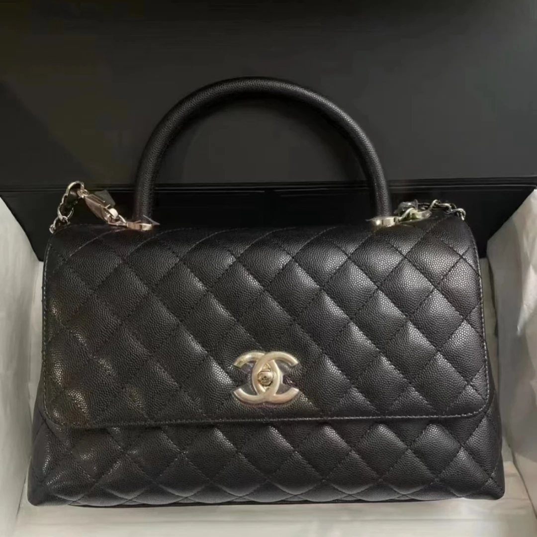 95新 Chanel/香奈儿 多多奢品/香奈儿黑金黑色憨豆中号包/98新