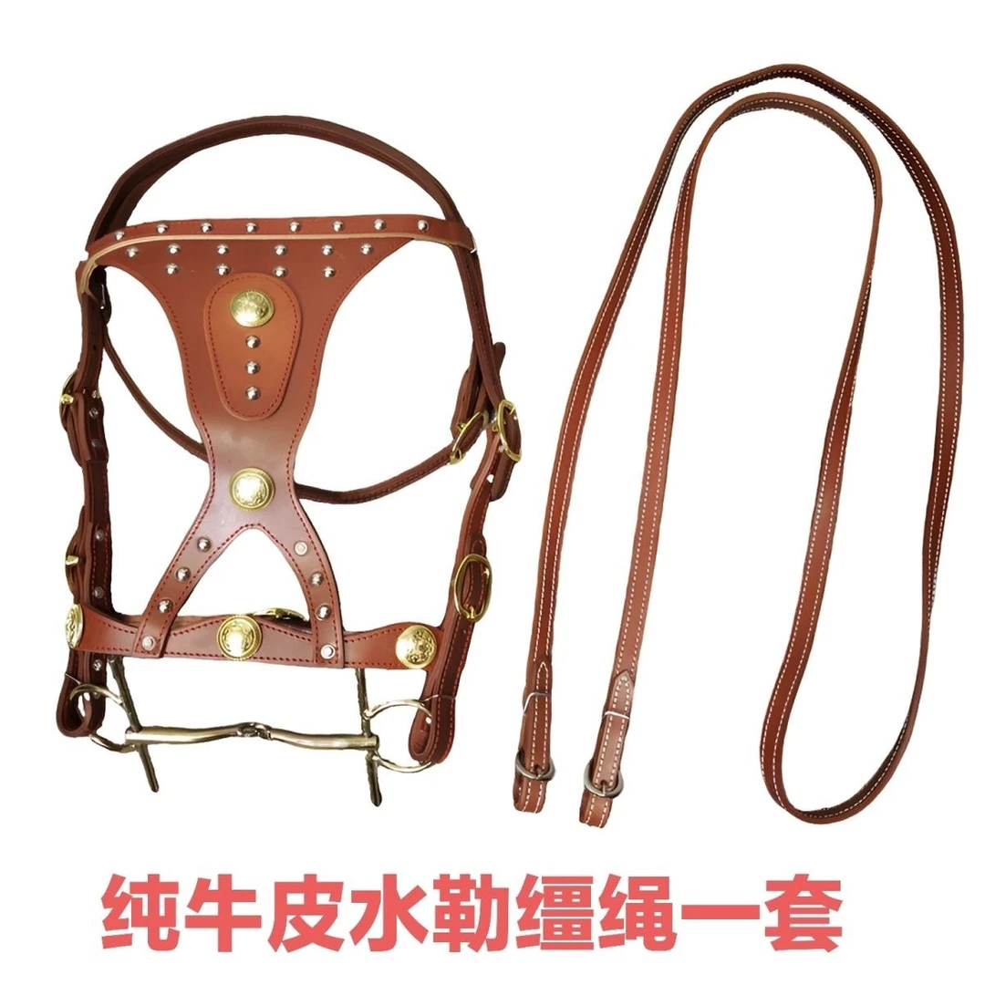 新款马水勒纯牛皮马叉子骑马缰绳一套马鞍配件精品马具马龙头马嚼
