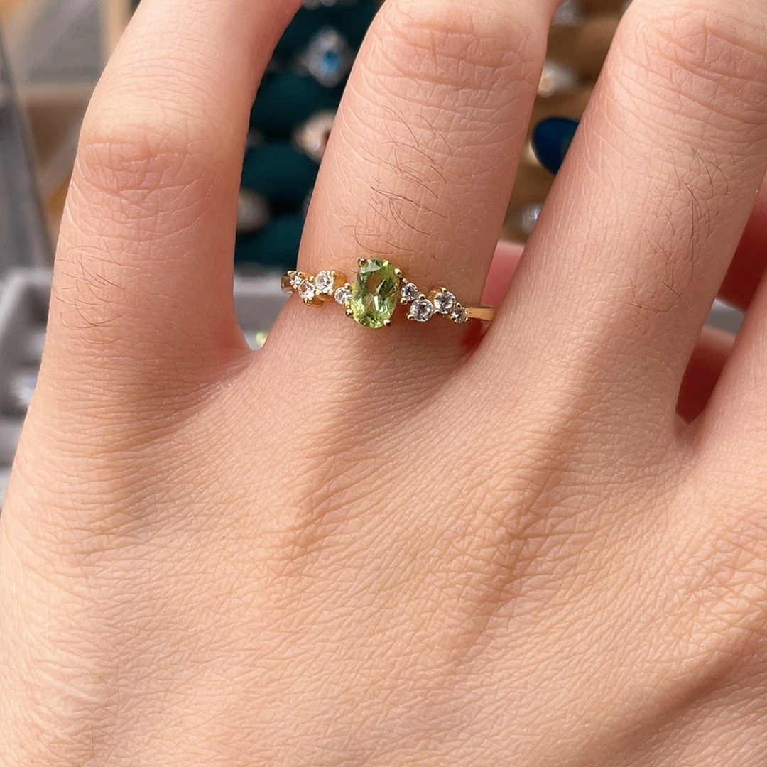 银S925镶嵌戒指橄榄石