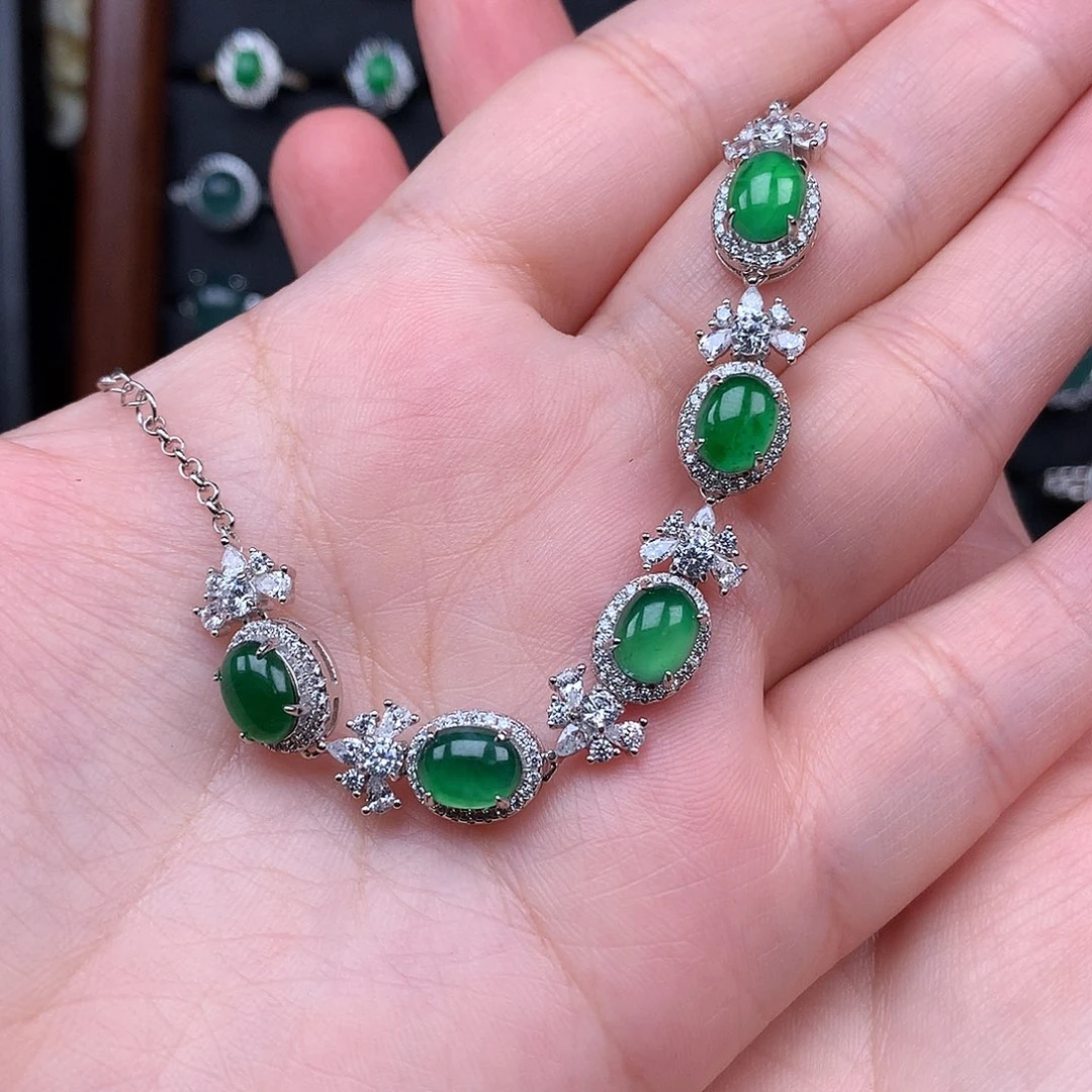 宁***远翡翠银S925镶嵌手链