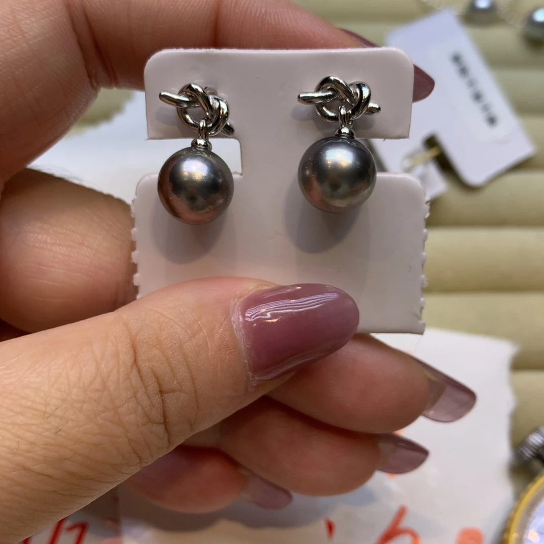 银S925镶嵌耳饰海水珍珠