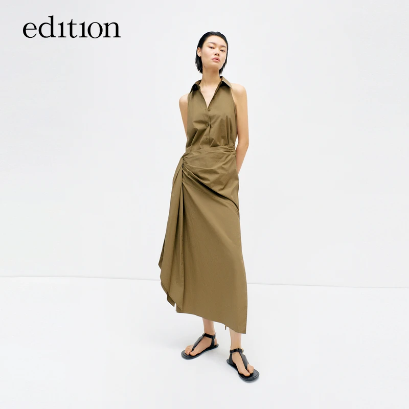 【商场同款】edition夏季新款削肩假围裹连衣裙#EBD2DRS040