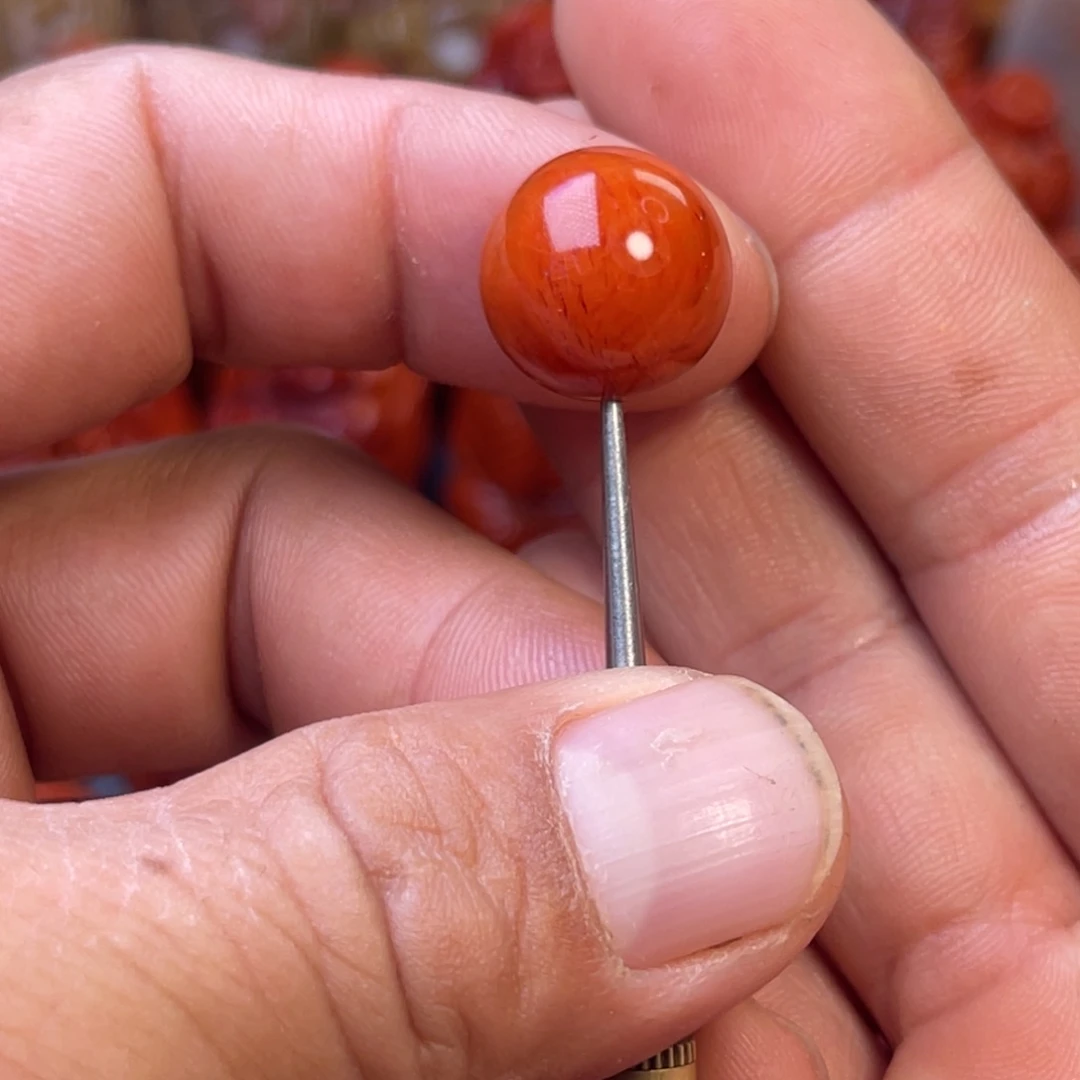 南红玛瑙未镶嵌川料精工圆珠卡15mm