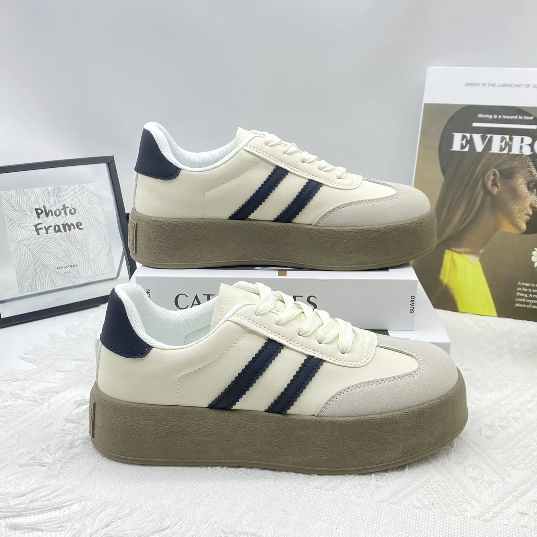 【流白R】2025新款春季时尚百搭小白鞋爆款透气内增高运动休闲鞋