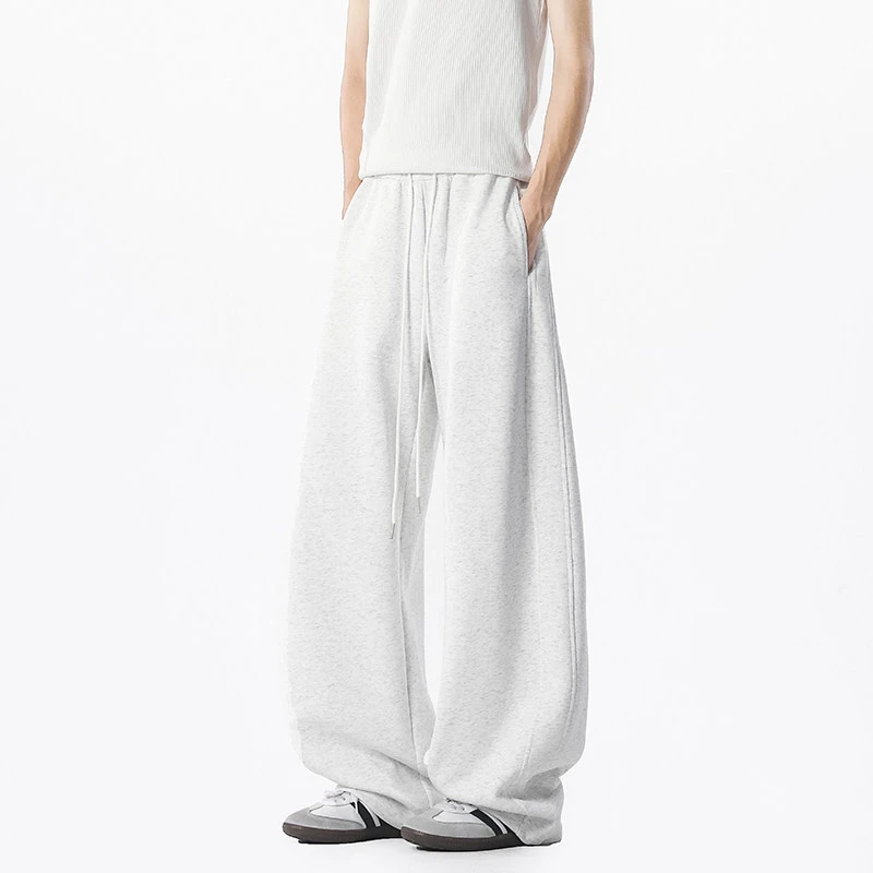 秋季新款美式弯刀裤百搭遮肉显瘦男女宽松直筒阔腿灰色休闲卫裤