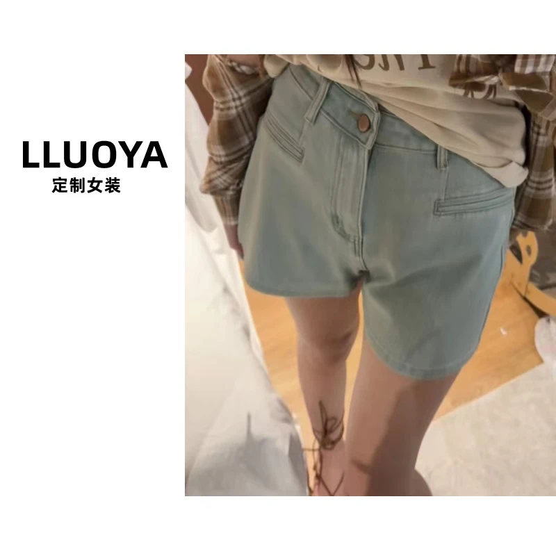 LLUOYA-韩系简约百搭显牛仔短裤2025牛仔短裤女款爆款2025新款