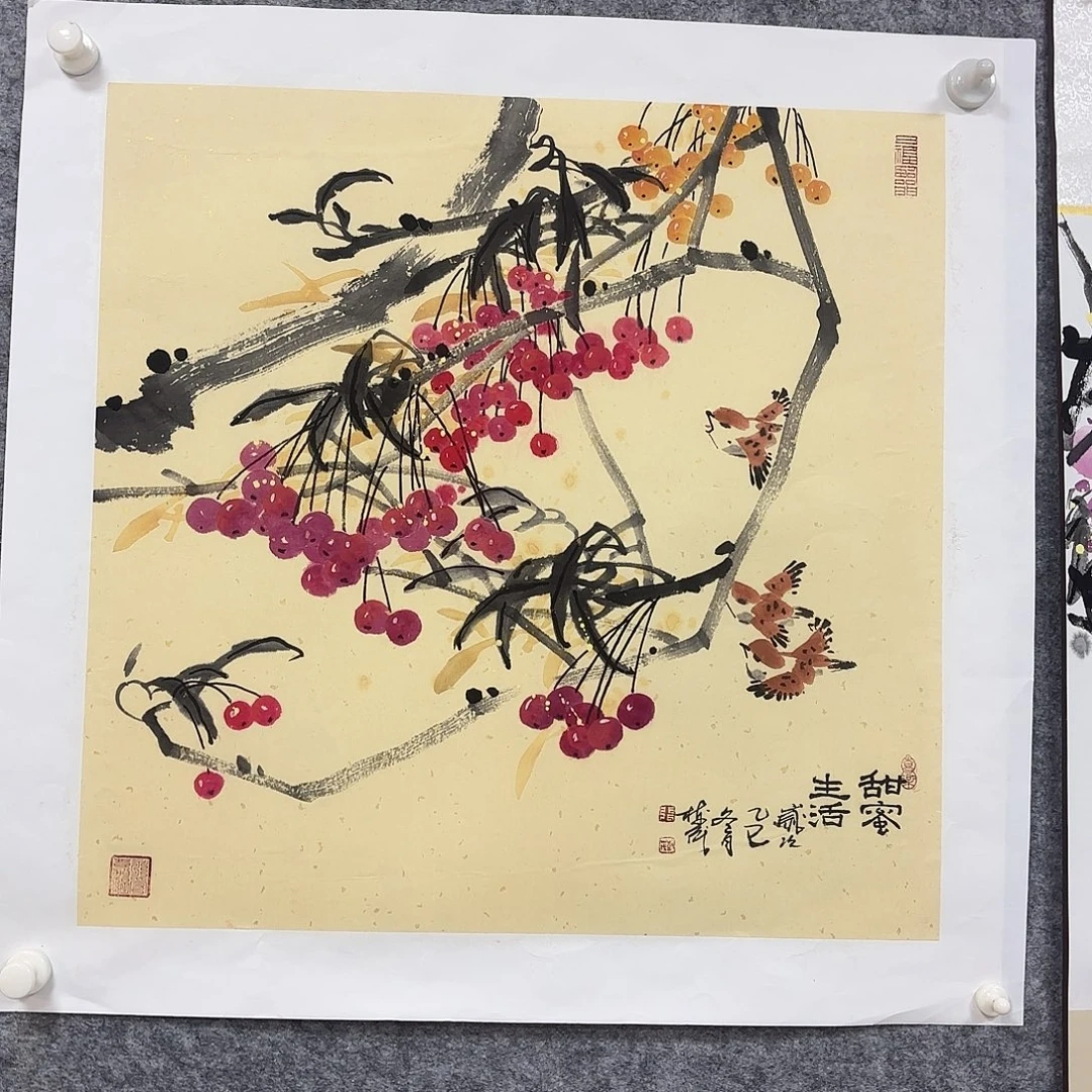 国画手绘花鸟国画作品