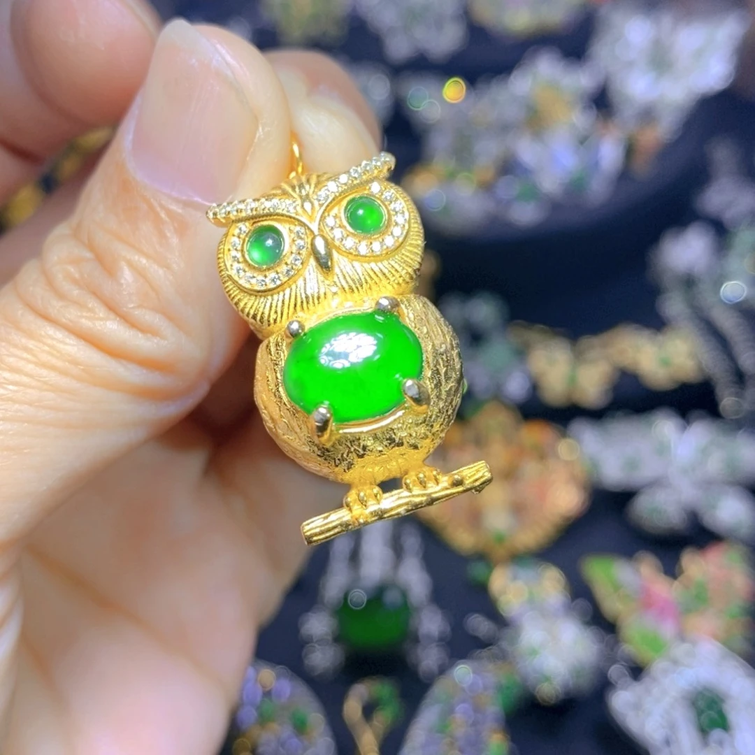 翡翠银S925镶嵌套链天然翡翠