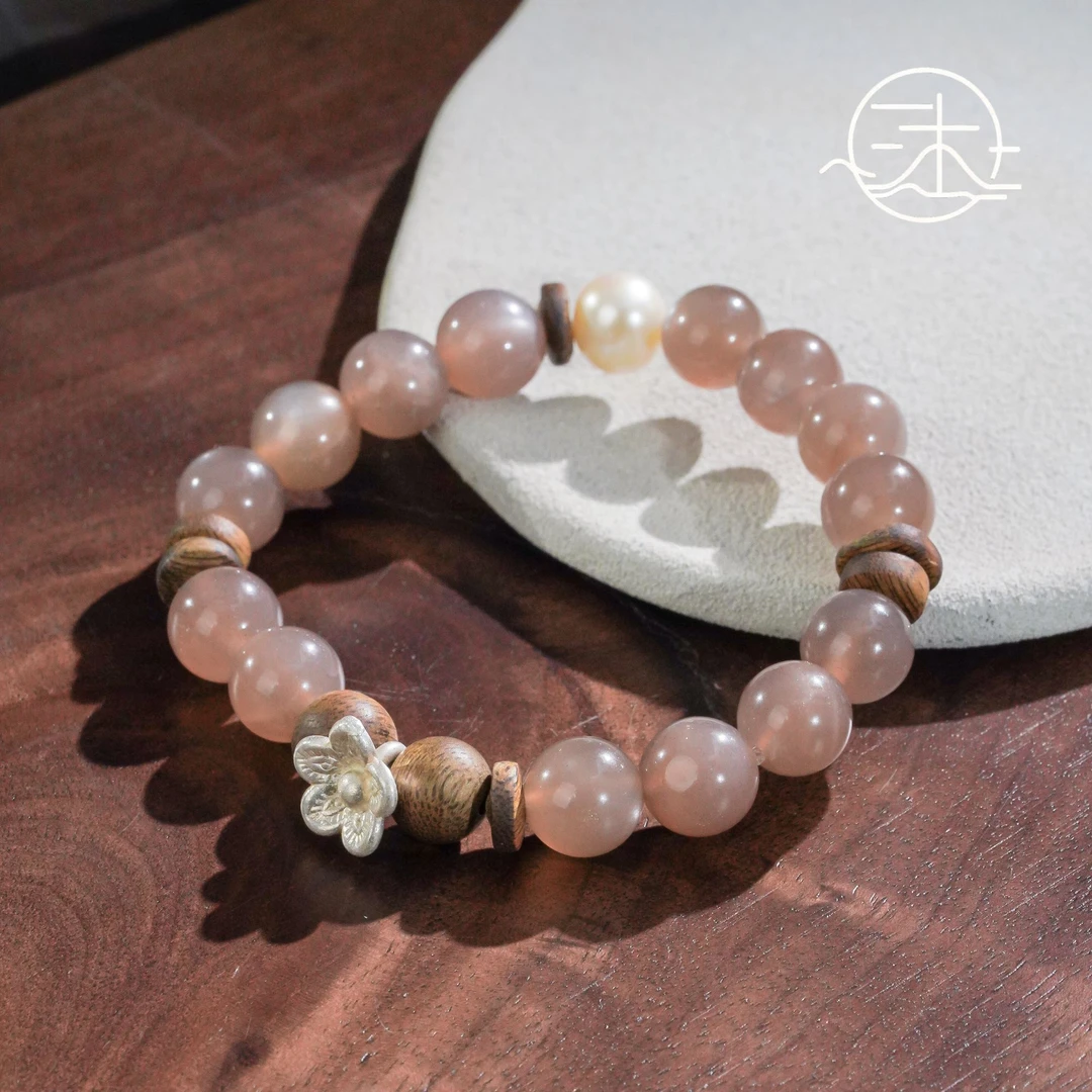 木润【奶茶月光】天然月光石手串