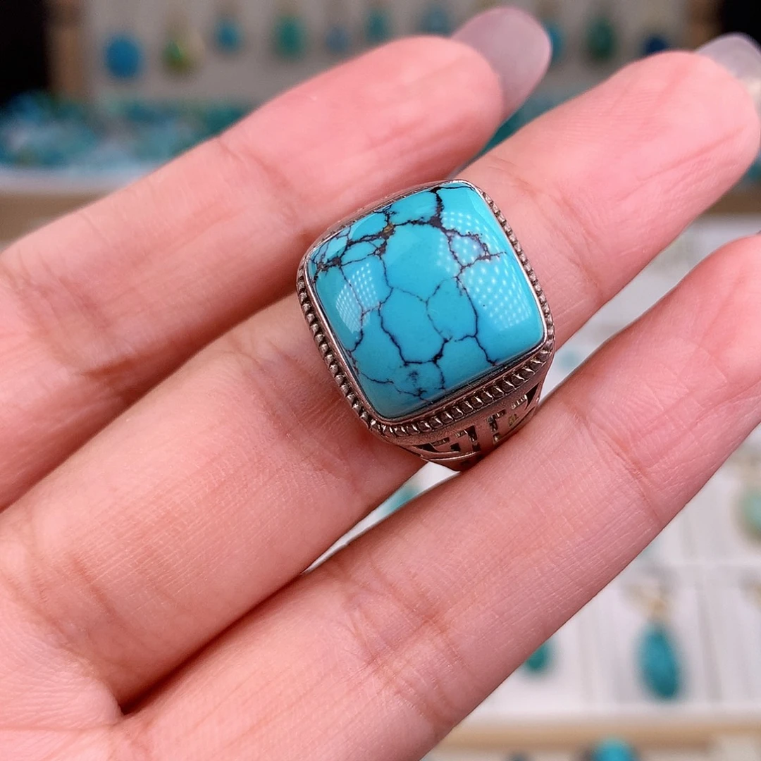 银S925镶嵌绿松石戒指