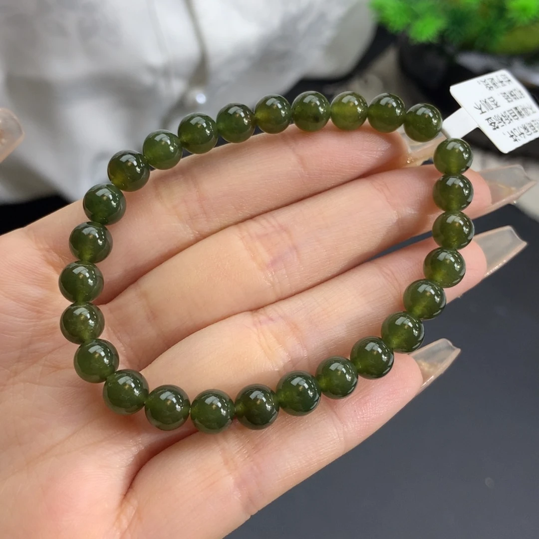 翡翠手链未镶嵌卡6.6冰润胶橄榄绿