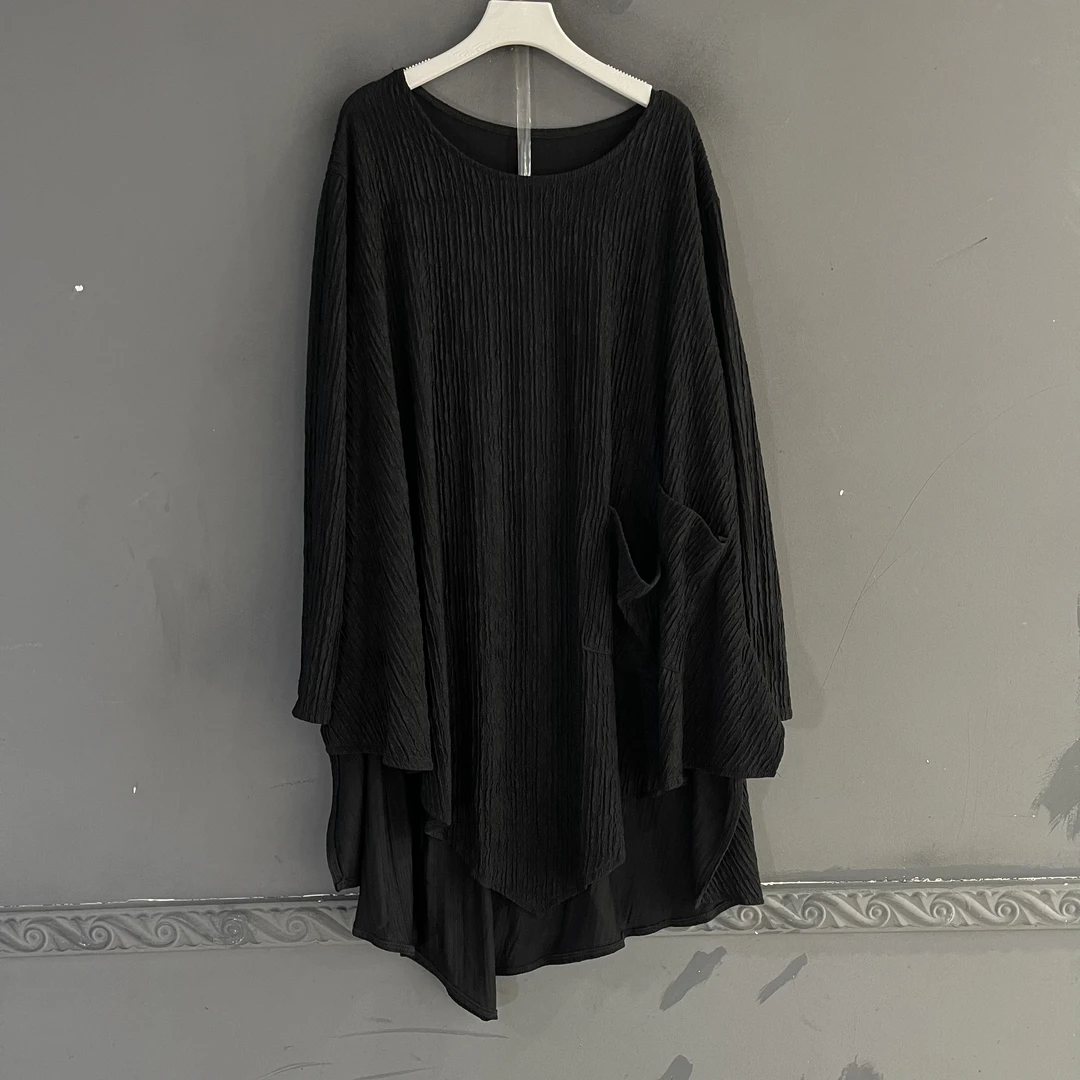 不规则宽松百搭秋季纯色长袖蝙蝠大衫大码女装适合胖妹妹