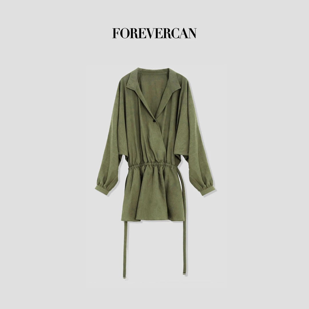 FOREVERCAN“橡野漫境”客订透气亚麻棉工装感立裁连体裙裤SD22065