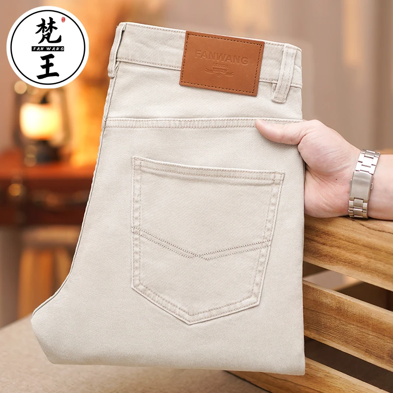 梵王春季新款高端男士牛仔裤商务纯棉修身小直筒百搭休闲长裤2480