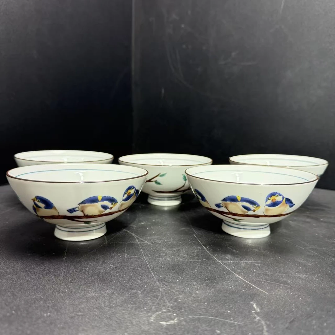 手作彩绘绣眼鸟高端日式创意家用陶瓷客碗