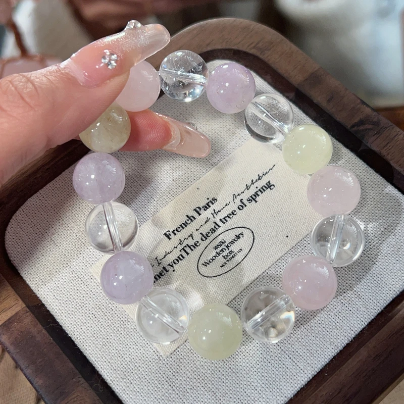 【多巴胺】白水晶+粉水晶+紫水晶+柠檬晶手串原创设计天然水晶Y37