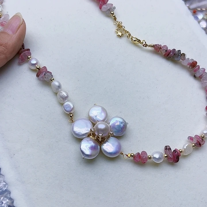 淡水珍珠颈饰银S925镶嵌