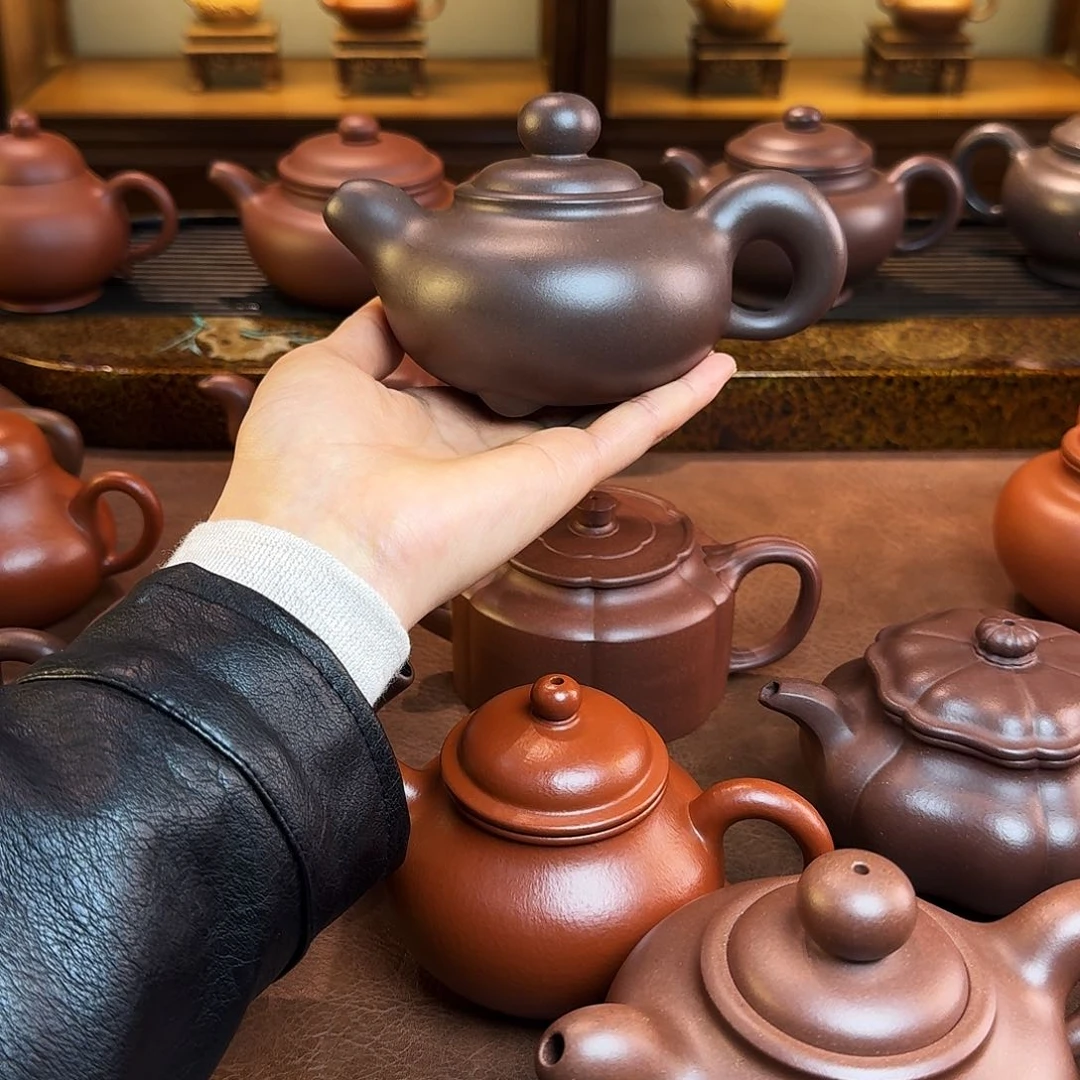 紫砂茶壶颜*道洪圆珠，底槽清