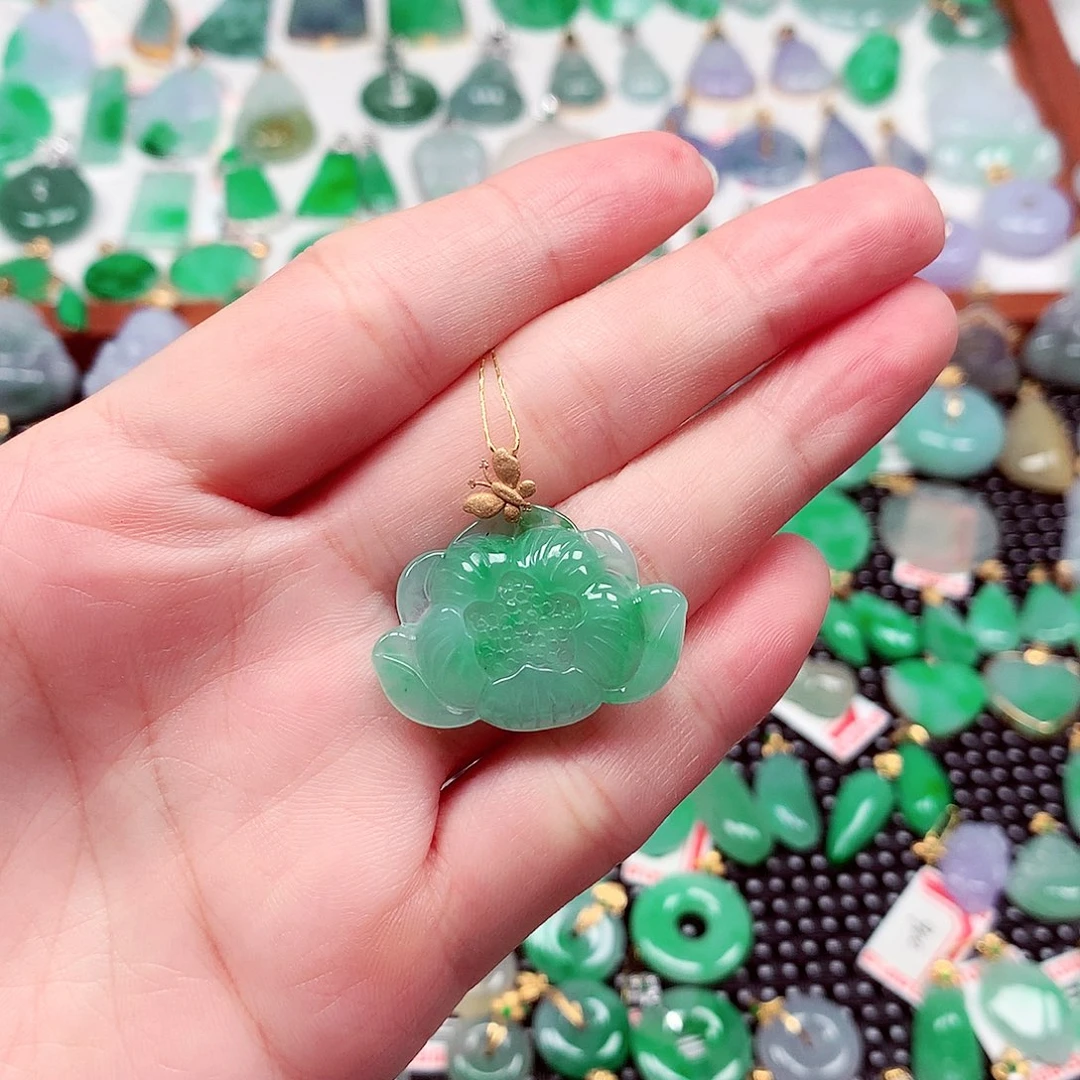 翡翠18K金镶嵌吊坠(不含链)