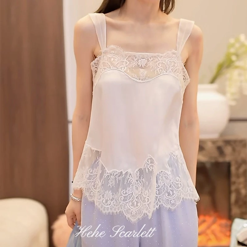 【5月第一期】你的呵呵 曲线轻盈垂坠感蕾丝拼接内搭吊带上衣