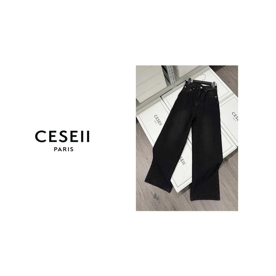 【25XJ500】水洗宽松女直筒高腰休闲裤牛仔裤百搭直筒裤薄款