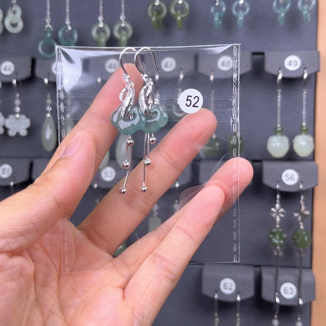 翡翠银S925镶嵌耳饰水*寒