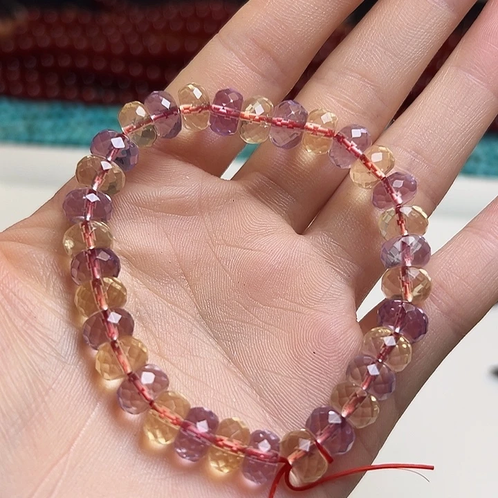 玛瑙/玉髓合金珠宝半成品Y375。  8mm天然紫水黄水晶手串拍二发一