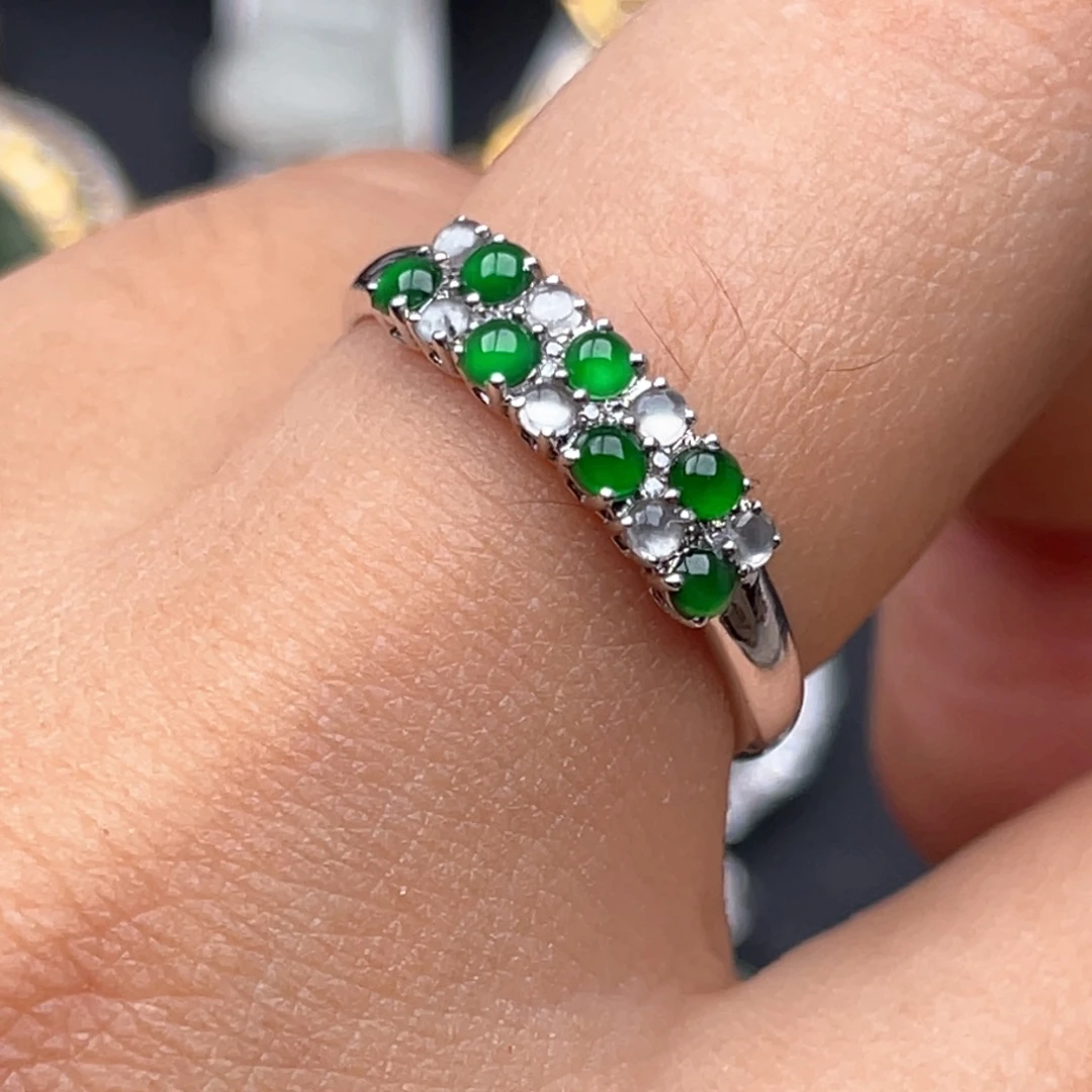 翡翠银S925镶嵌戒指11111