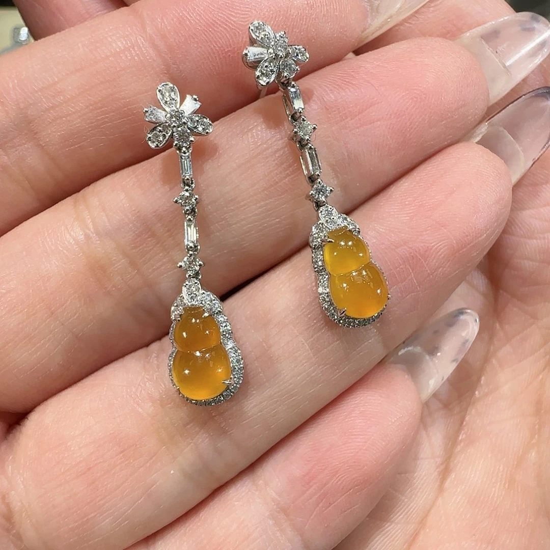 【闪购商品】18K金镶嵌翡翠耳饰