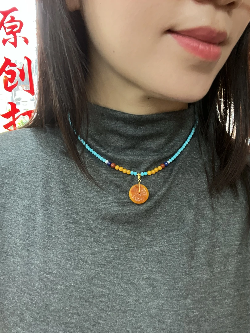 俄料琥珀扣子小吊坠 款式简单可爱 多样式发货