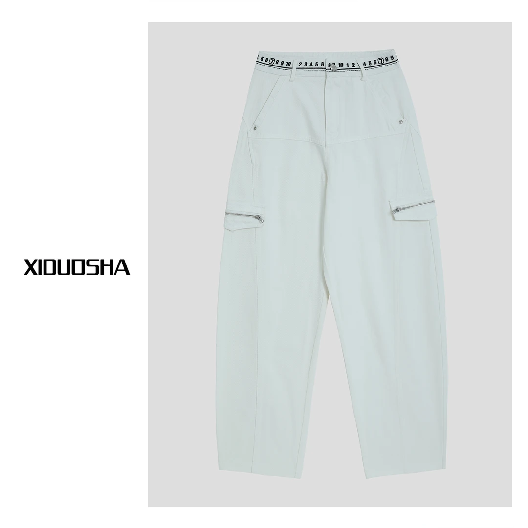 XIDUOSHA/喜朵莎原创设计师款腰头字母显高显瘦弯刀裤XDS1057
