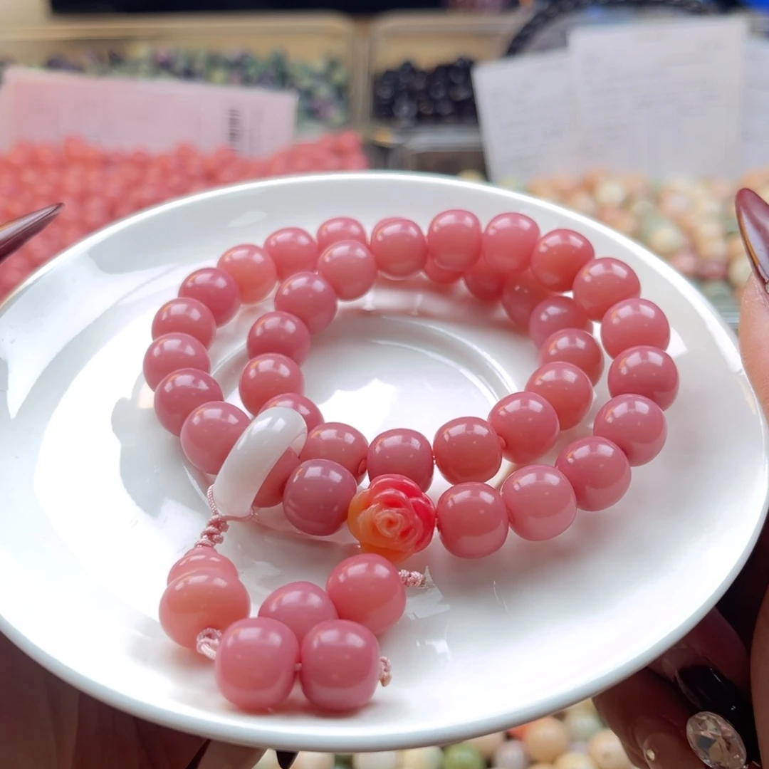 白玉菩提吊坠c11mm120颗。霓裳粉