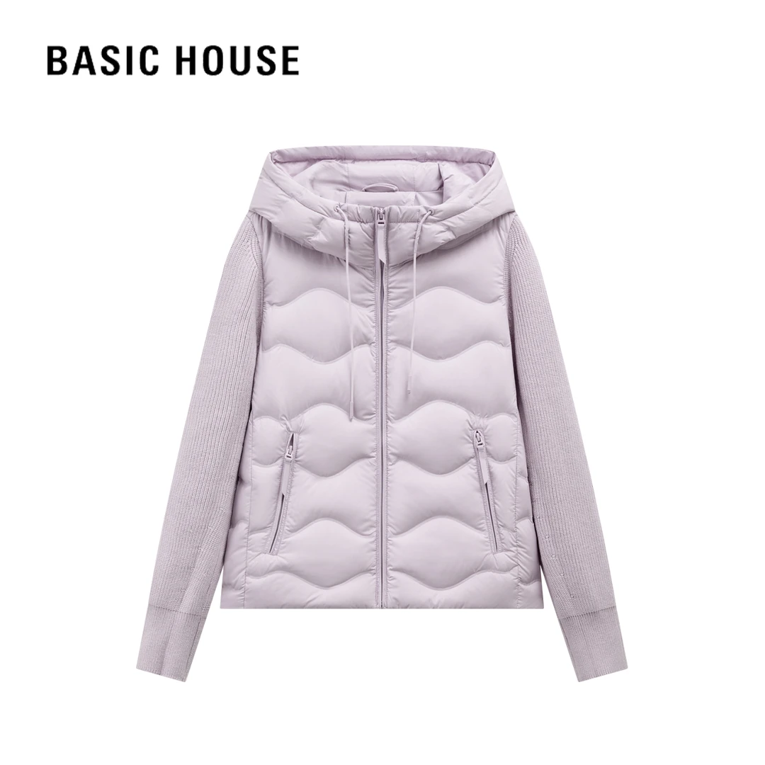 Basic House/百家好【店购】秋冬新款淑女风白鸭绒简约短款羽绒服