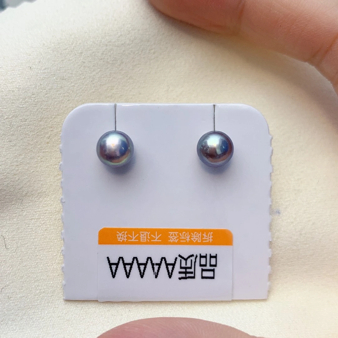 银S925镶嵌淡水珍珠耳饰W8