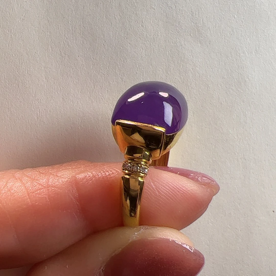 玛瑙/玉髓18K金戒指18K金镶嵌曾***少